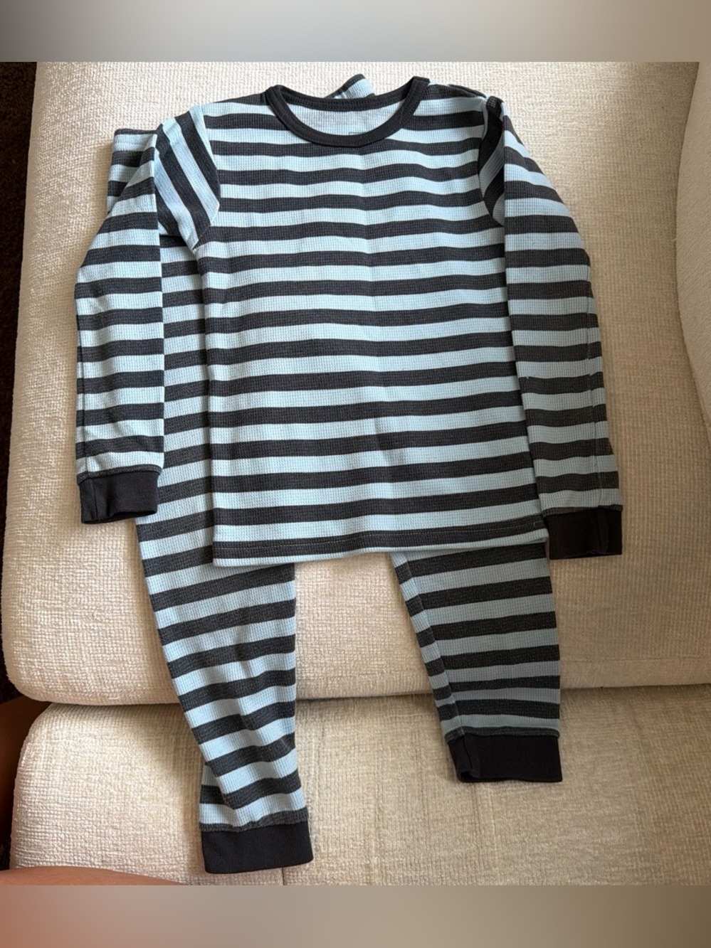 Carter's Blue and Black Striped Thermal Pajama Set